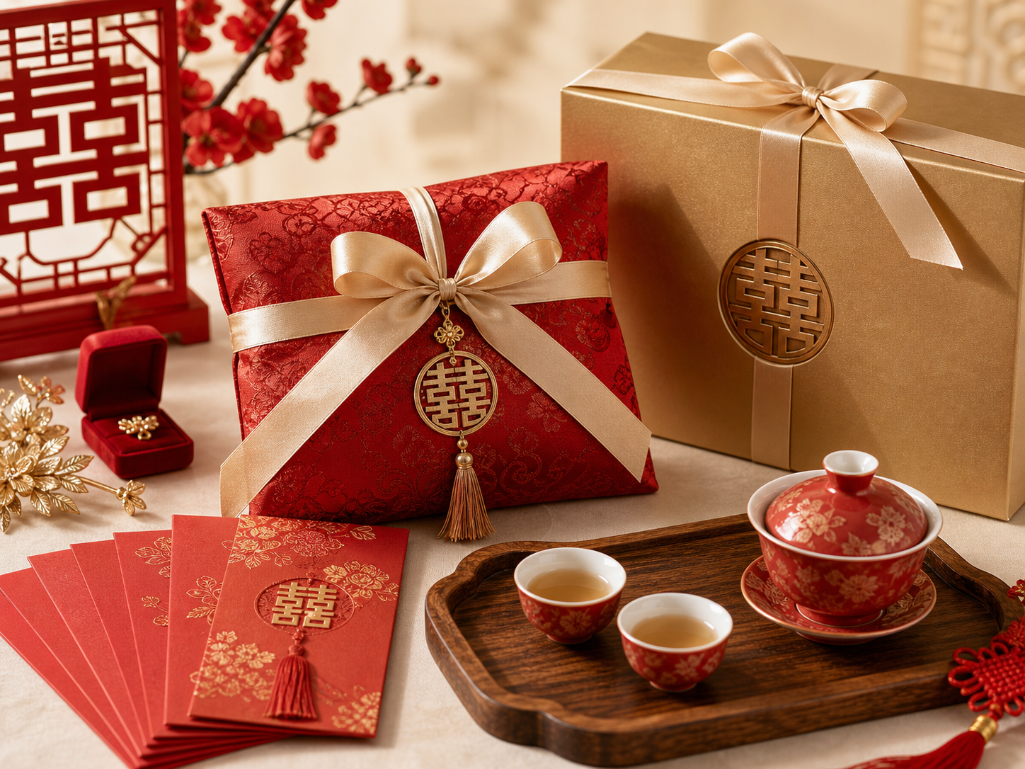 Chinese wedding red gifts and keepsakes