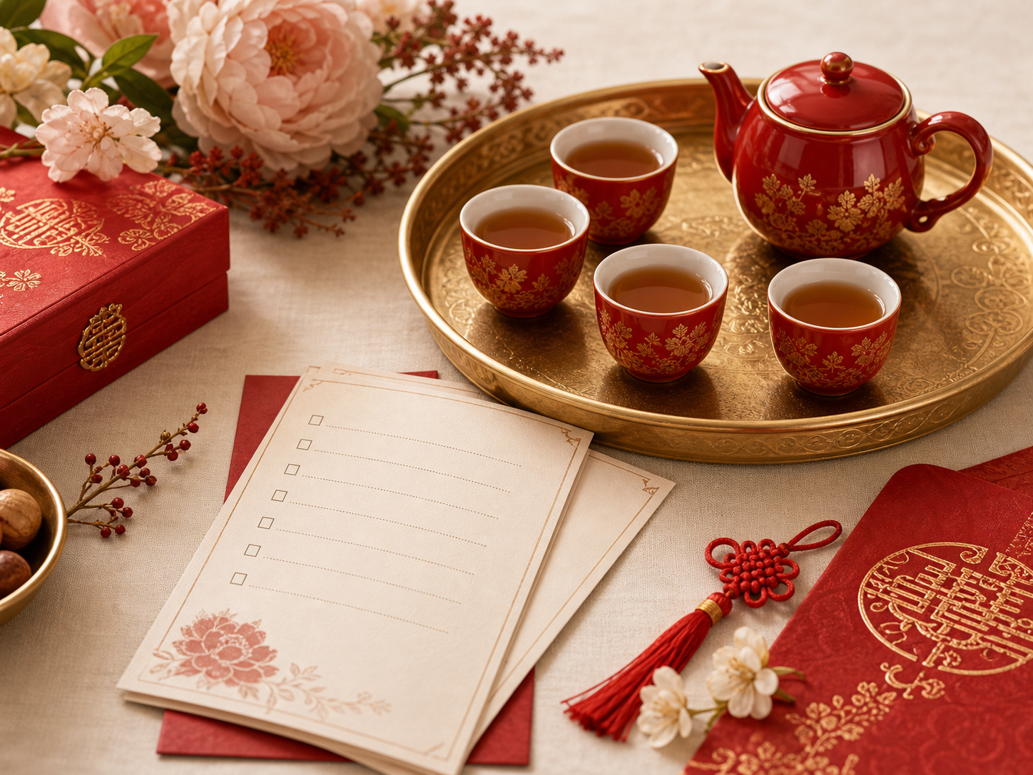 Chinese wedding tea ceremony setting